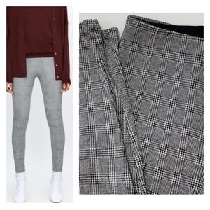 Zara pintuck plaid leggings